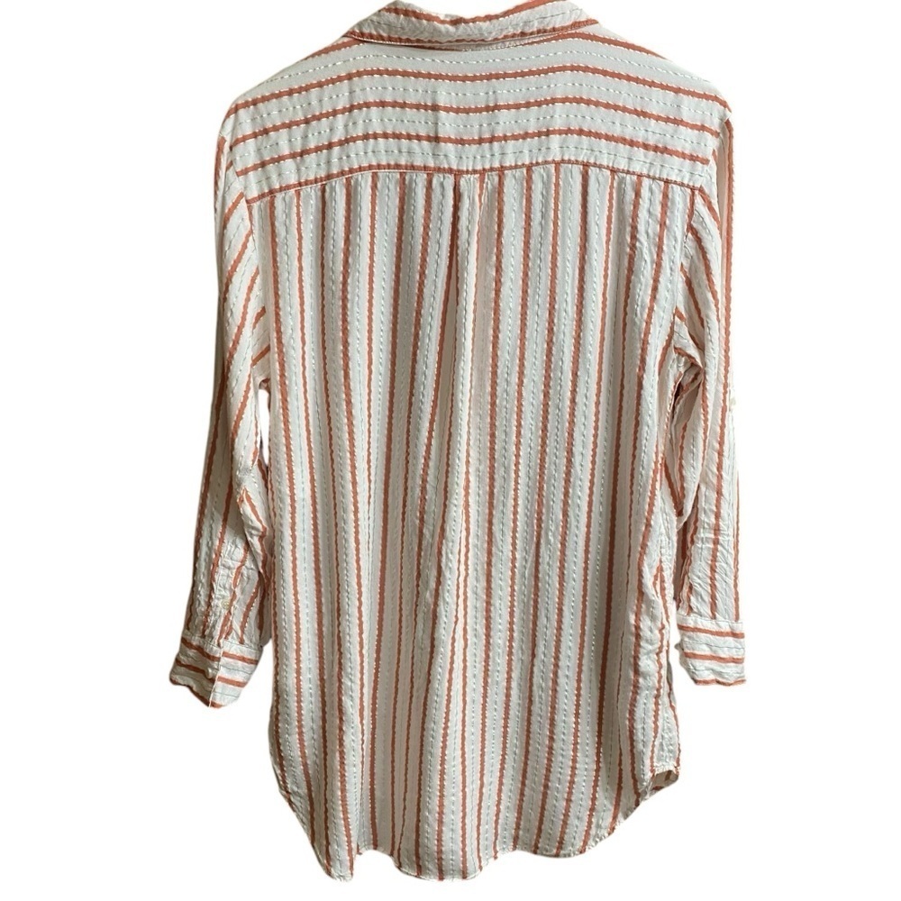 Onia Striped Button Down Swim Cover Up Small Shirt Dress Beach Resort White Red - Picture 4 of 13